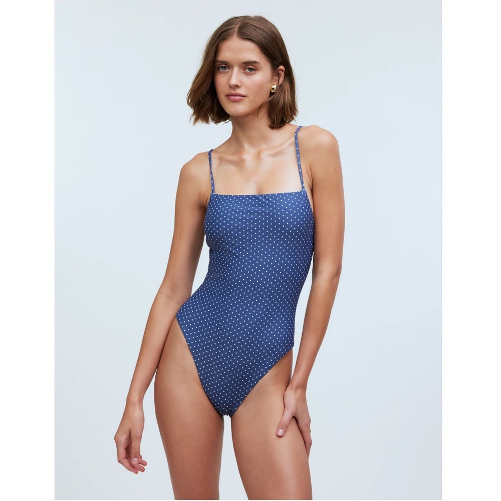 Madewell Blue Polka Dot One Piece Swimsuit